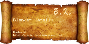 Blander Katalin névjegykártya